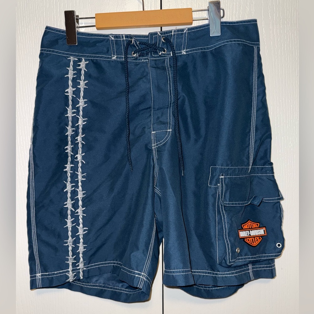 Harley Davidson Barbwire Swim Trunks